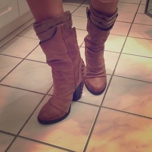 Tan mid length boots